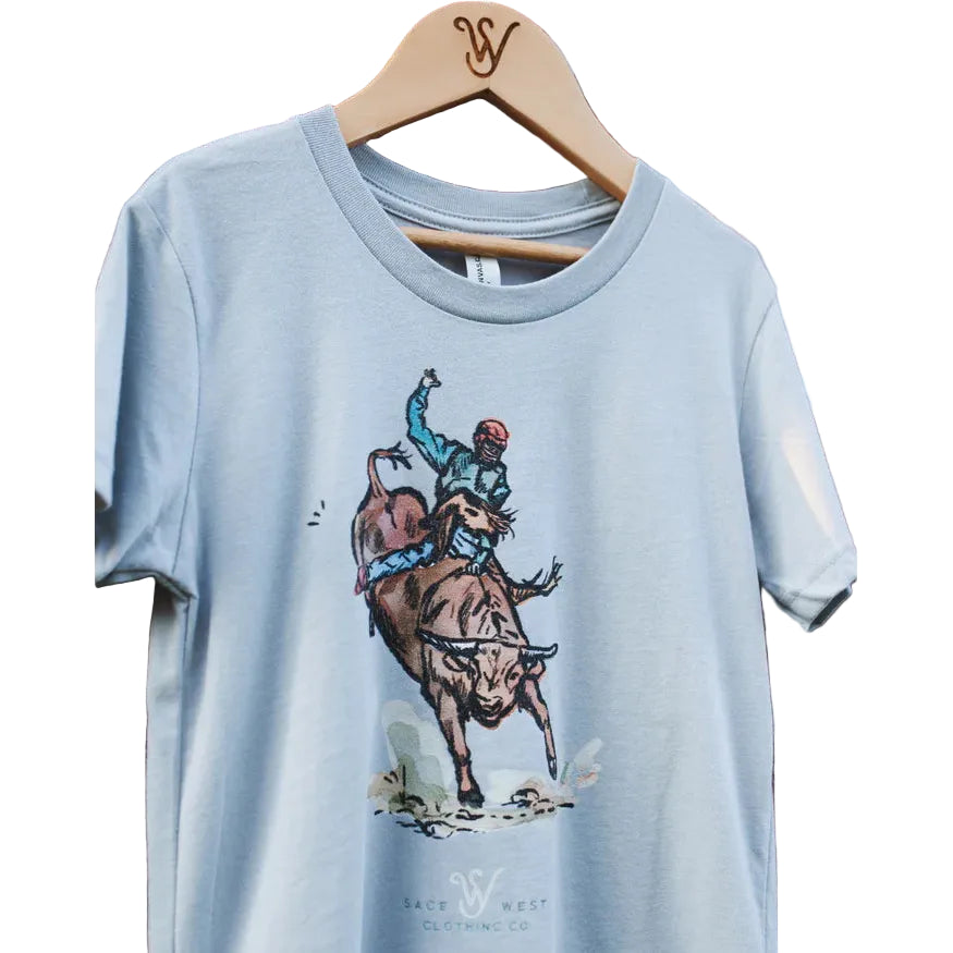 Sage West Kid's Bull Rider Tee Shirt - Light Blue