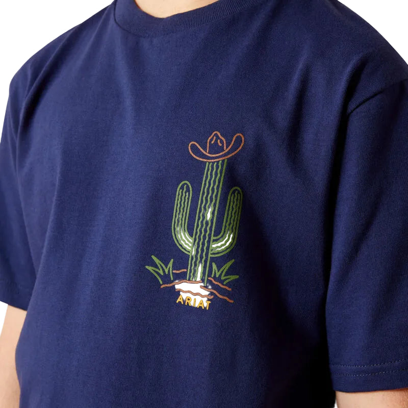 Ariat Boy's Neon Cactus Short Sleeve Tee-Shirt - Medieval Blue