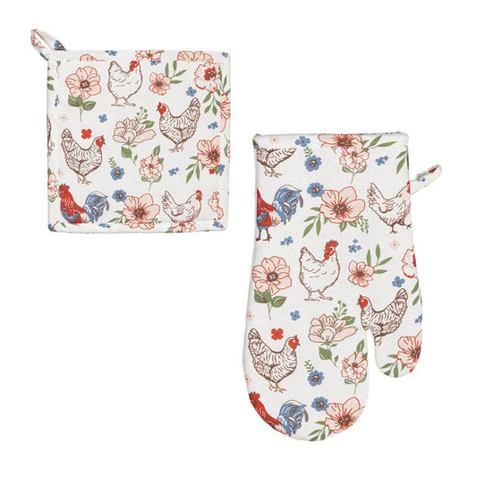 Evergreen Petal & Plow Gift Set Oven Mitt and Pot Holder