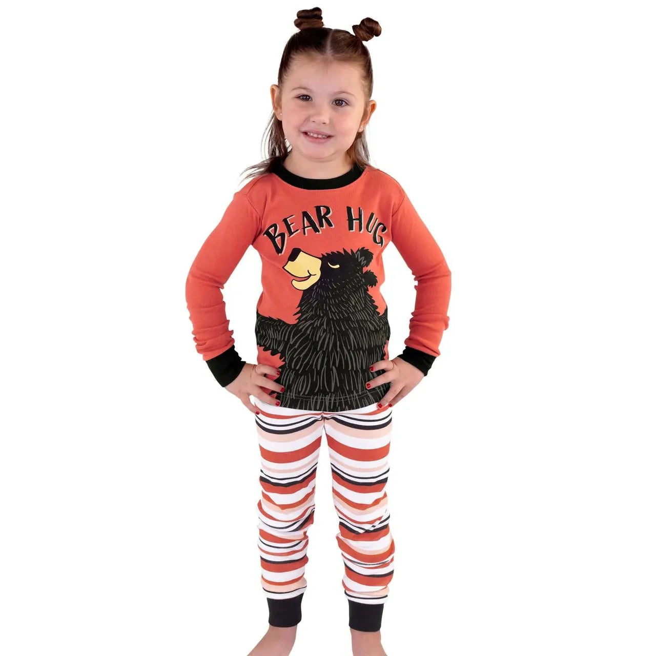 Lazy One Kid's Bear Hug Pink PJ Set