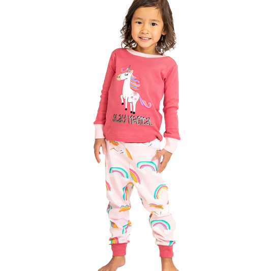 Lazy One Kid's Magical Unicorn Long Sleeve PJ's