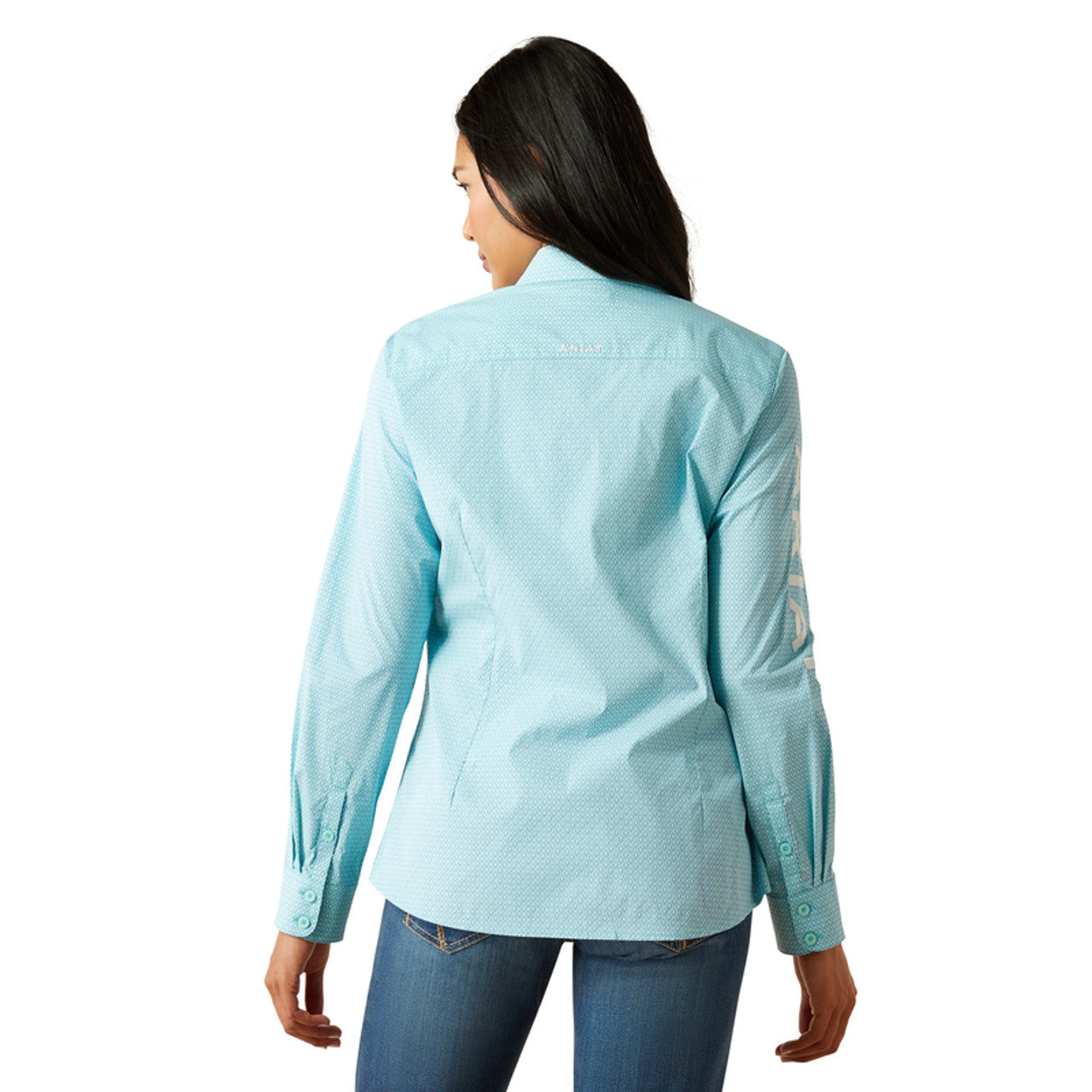 Ariat Women's Team Long Sleeve Kirby Stretch Shirt- Aruba Blue Ikat