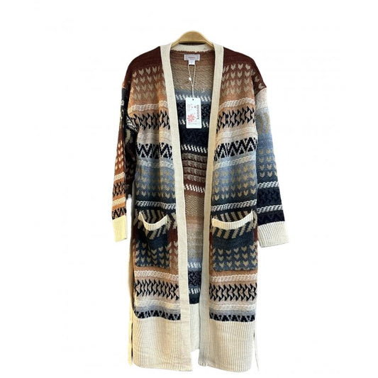 Rising Women's Long Sleeve Ombre Open Front Cardigan- Multi