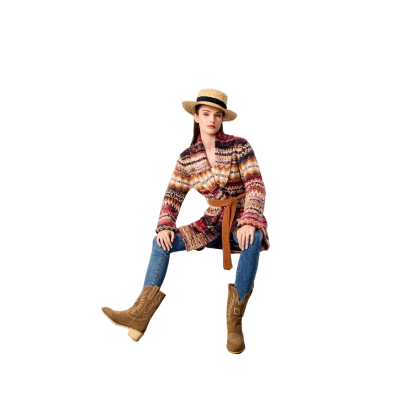 Rising Women's Long Sleeve Open Front Gem Cardigan- Multi