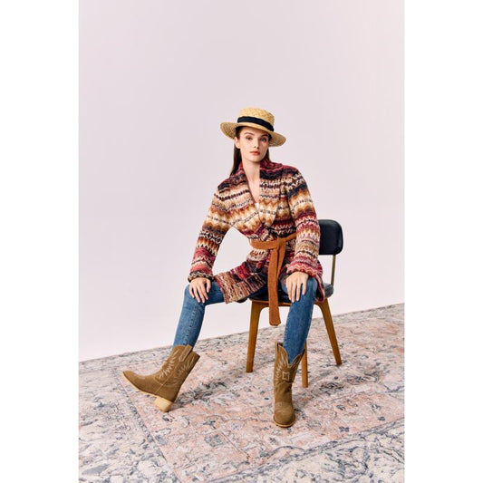 Rising Women's Long Sleeve Open Front Gem Cardigan- Multi