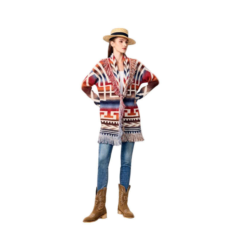 Rising Women's Long Sleeve Trible Aztec Cardigan - Multi