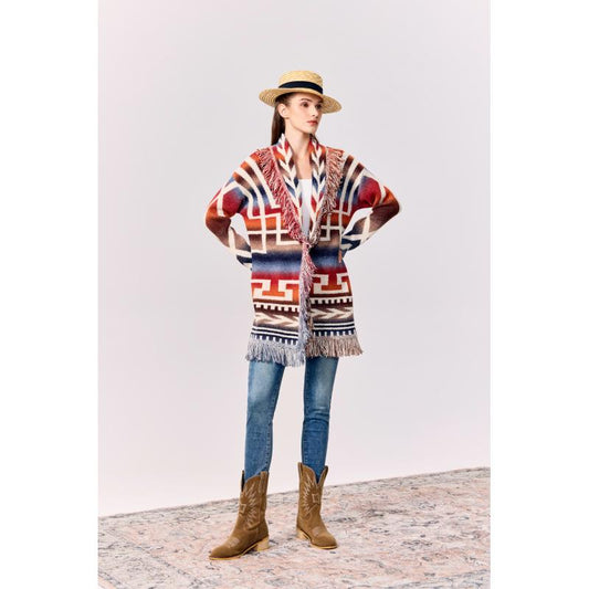 Rising Women's Long Sleeve Trible Aztec Cardigan- Multi