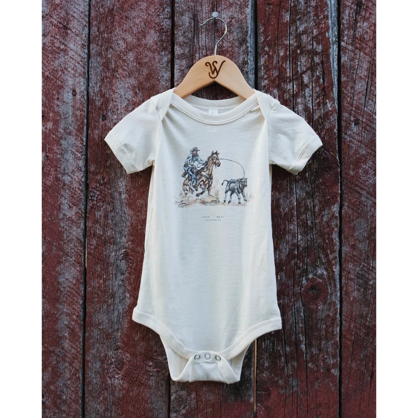 Sage West Kid's Tie Down Roper Onesie - White