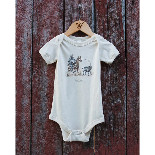 Sage West Kid's Tie Down Roper Onesie - White