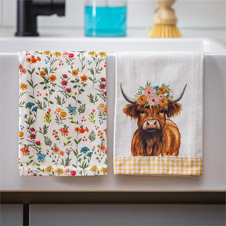 Evergreen Petal & Plow Farm Animal Tea Towel Set of 4