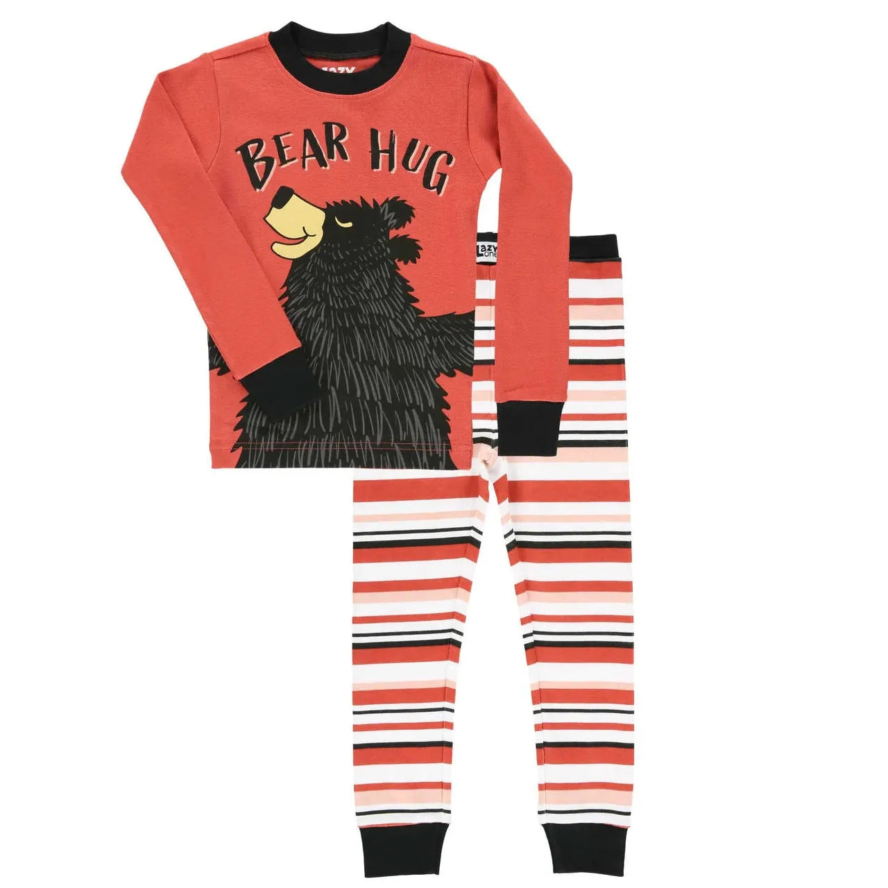 Lazy One Kid's Bear Hug Pink PJ Set
