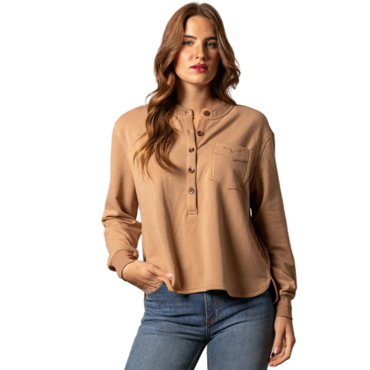 Kimes Women's Long Sleeve Elouise Henley Sweatshirt- Multiple Colours