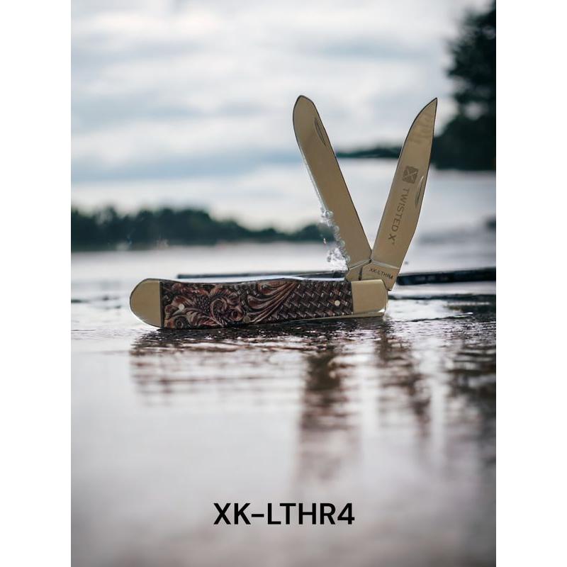 Twisted X Trapper Acrylic Leather Print Serrated Blade Knife - Irvine Tack &amp; Western Wear
