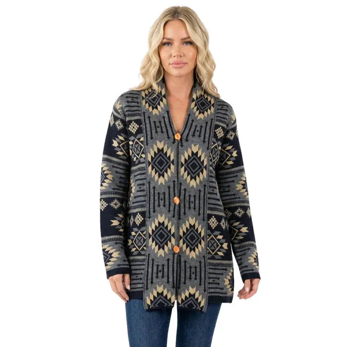 El Paso Women's Knitted Cardigan Design #3C - Grey/Black