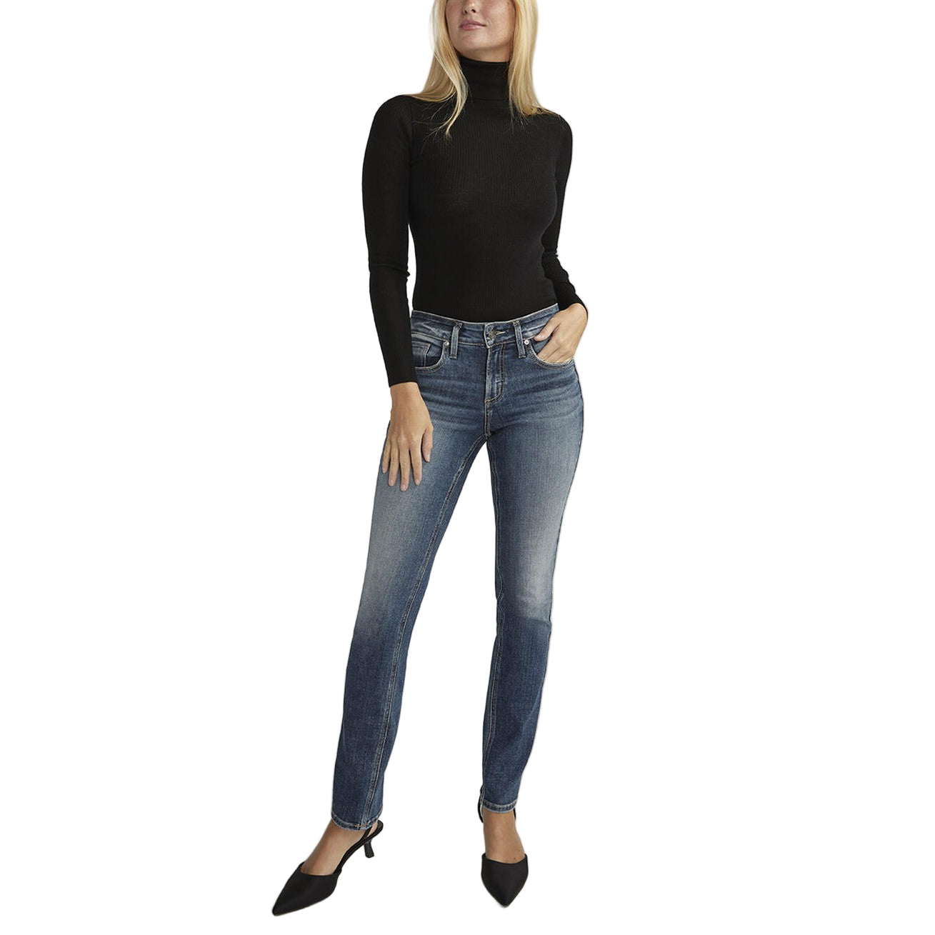 Silver Women's Suki Mid Rise Straight Leg Jeans - Indigo