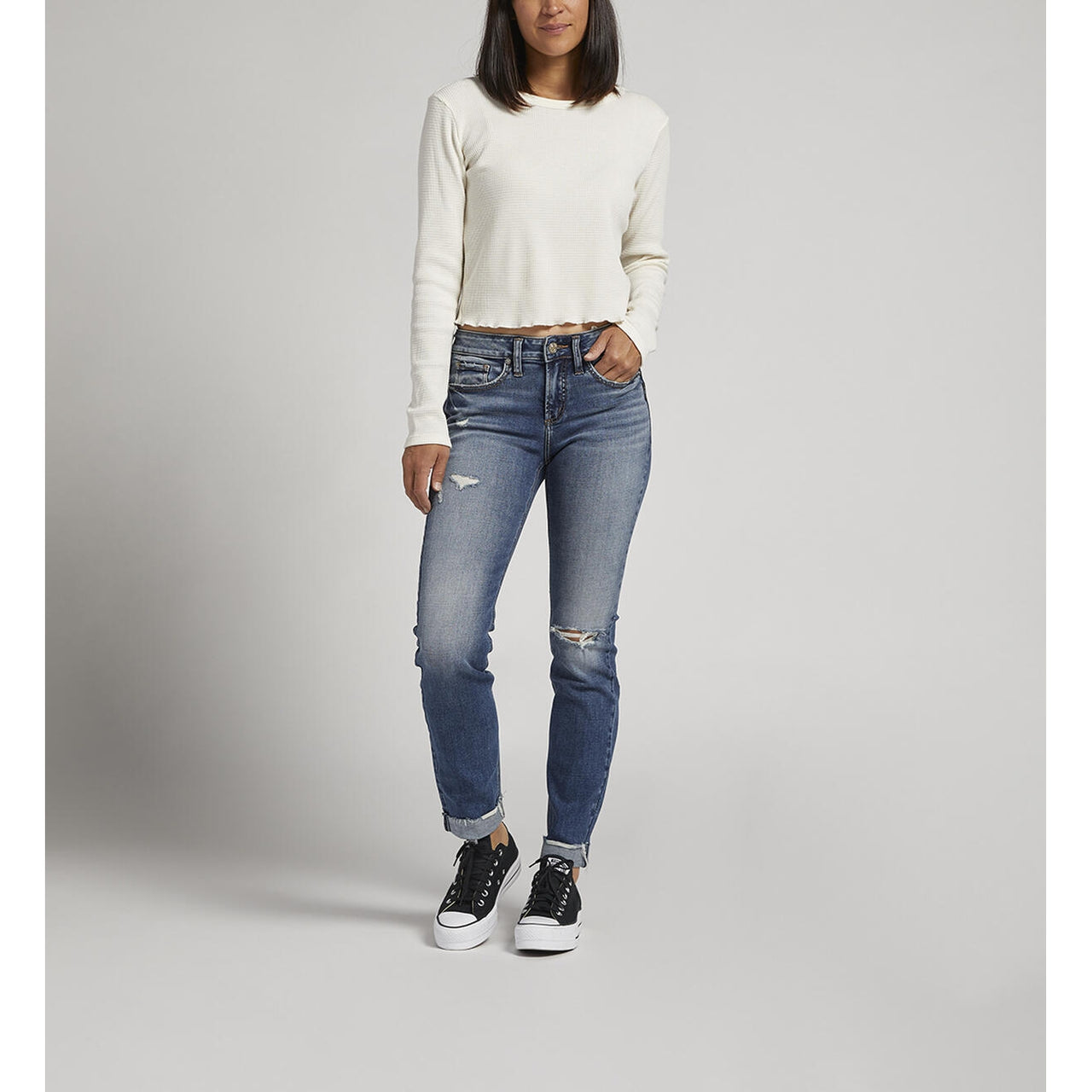 Silver Women's Suki Mid Rise Slim Straight Jeans