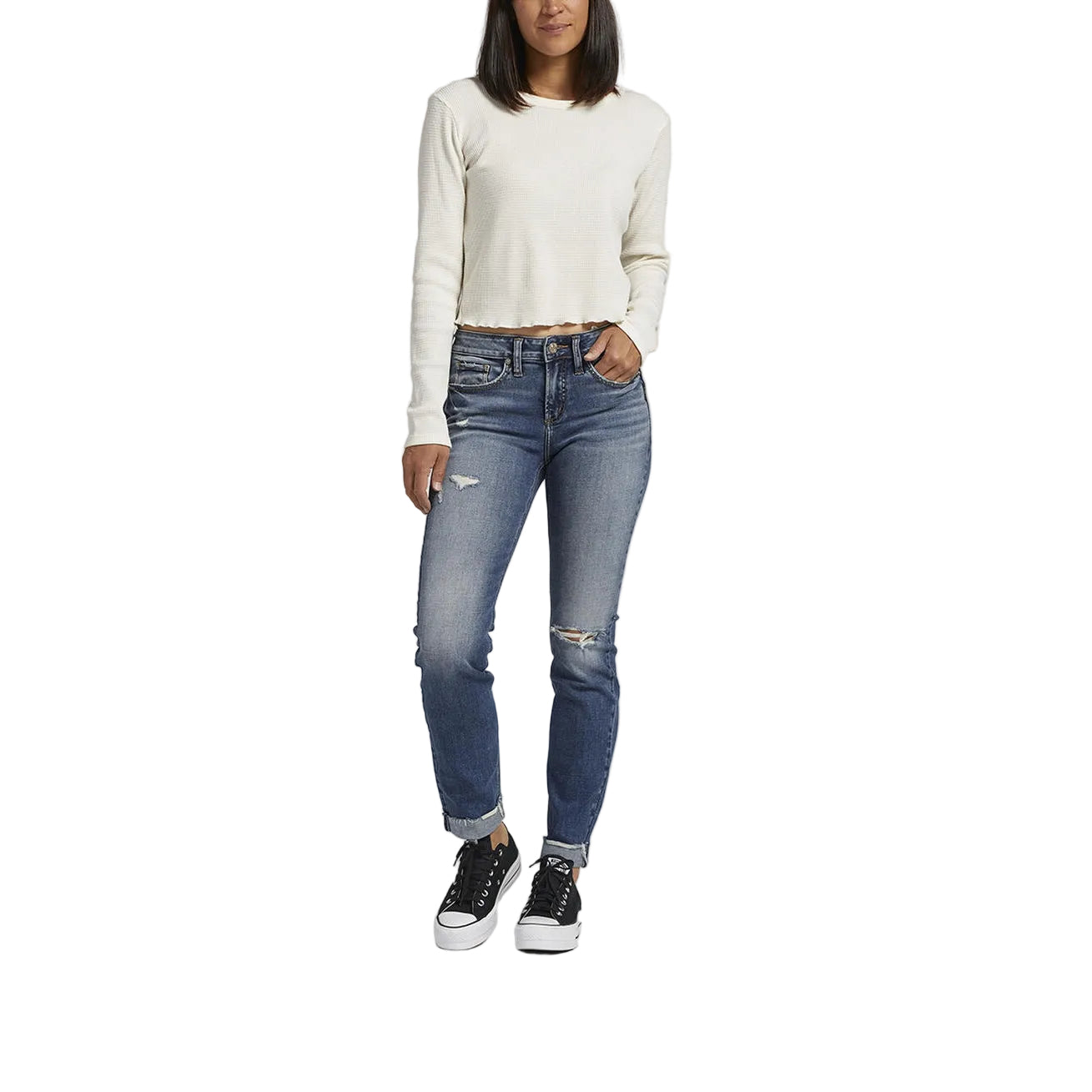 Silver Women's Suki Mid Rise Slim Straight Jeans