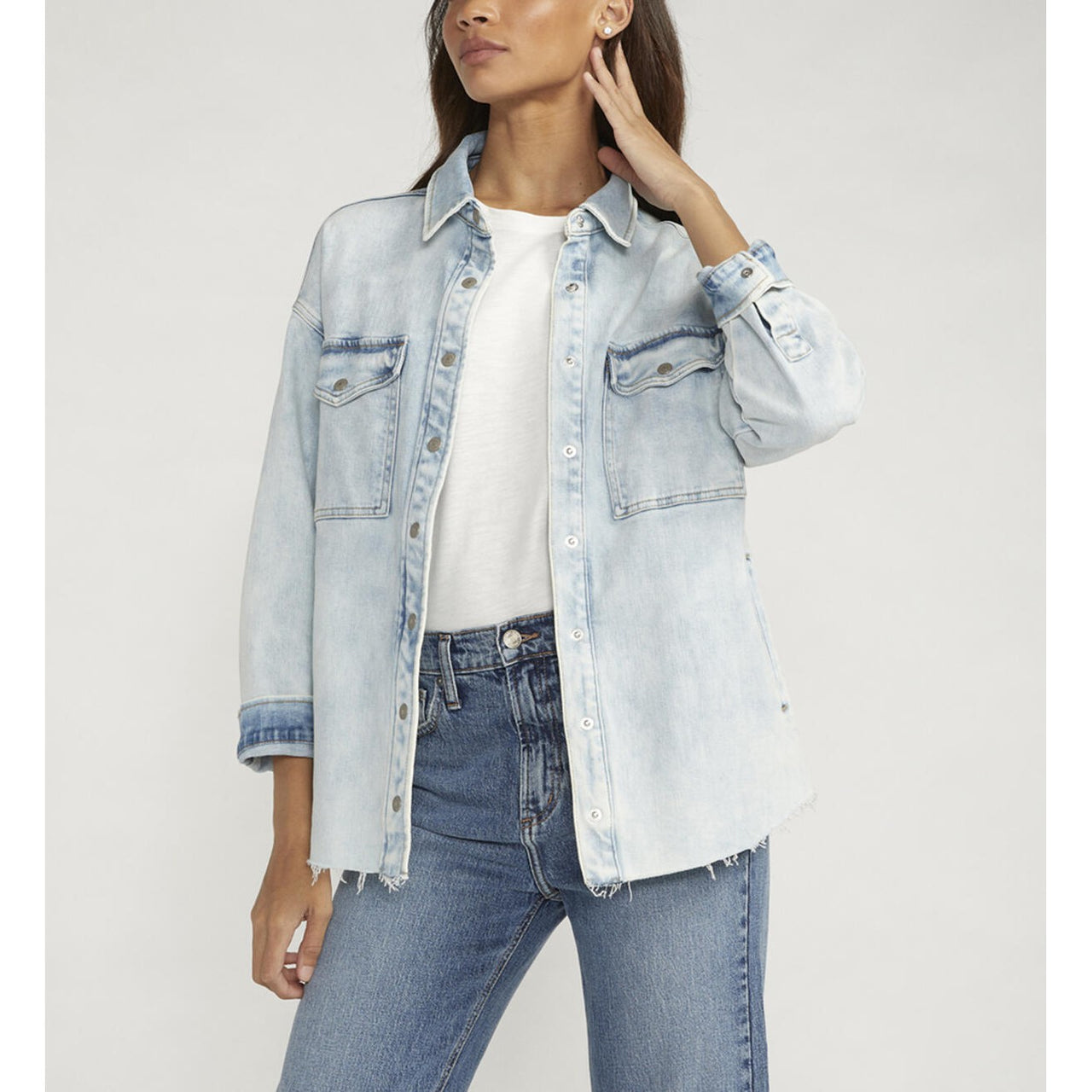 Silver Women's Denim Shacket - Indigo