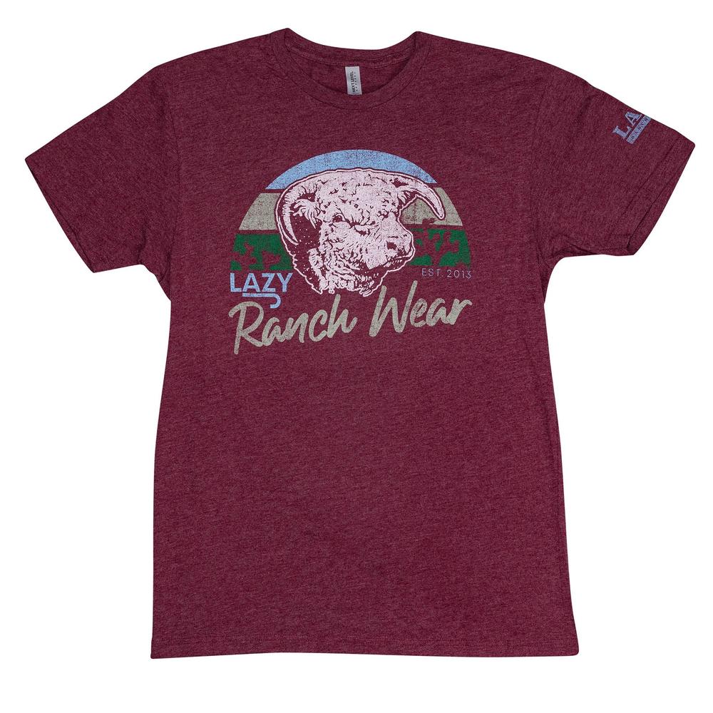 Lazy J Ranch Unisex Prickly Pear Short Sleeve Tee Shirt - Maroon
