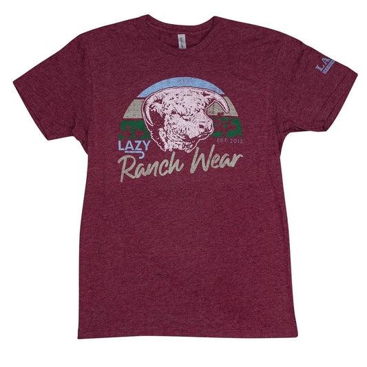 Lazy J Ranch Unisex Prickly Pear Short Sleeve Tee Shirt - Maroon