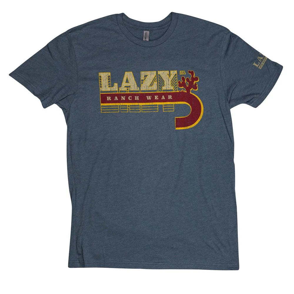 Lazy J Ranch Unisex Vintage Short Sleeve Tee Shirt - Blue