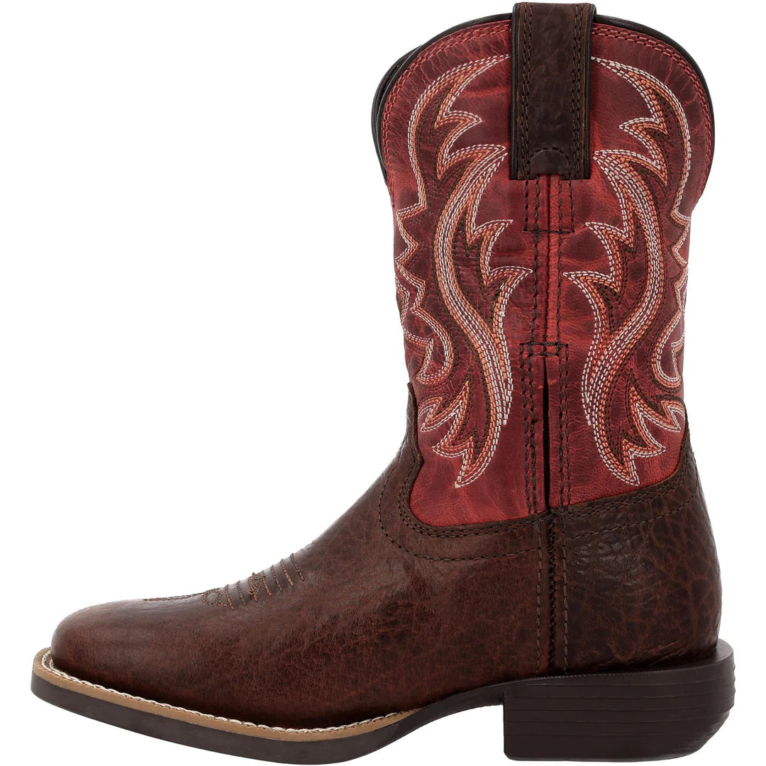 Durango Little Kids Shyloh 8" Square Toe Boot - Mahogany/Dynamite Red