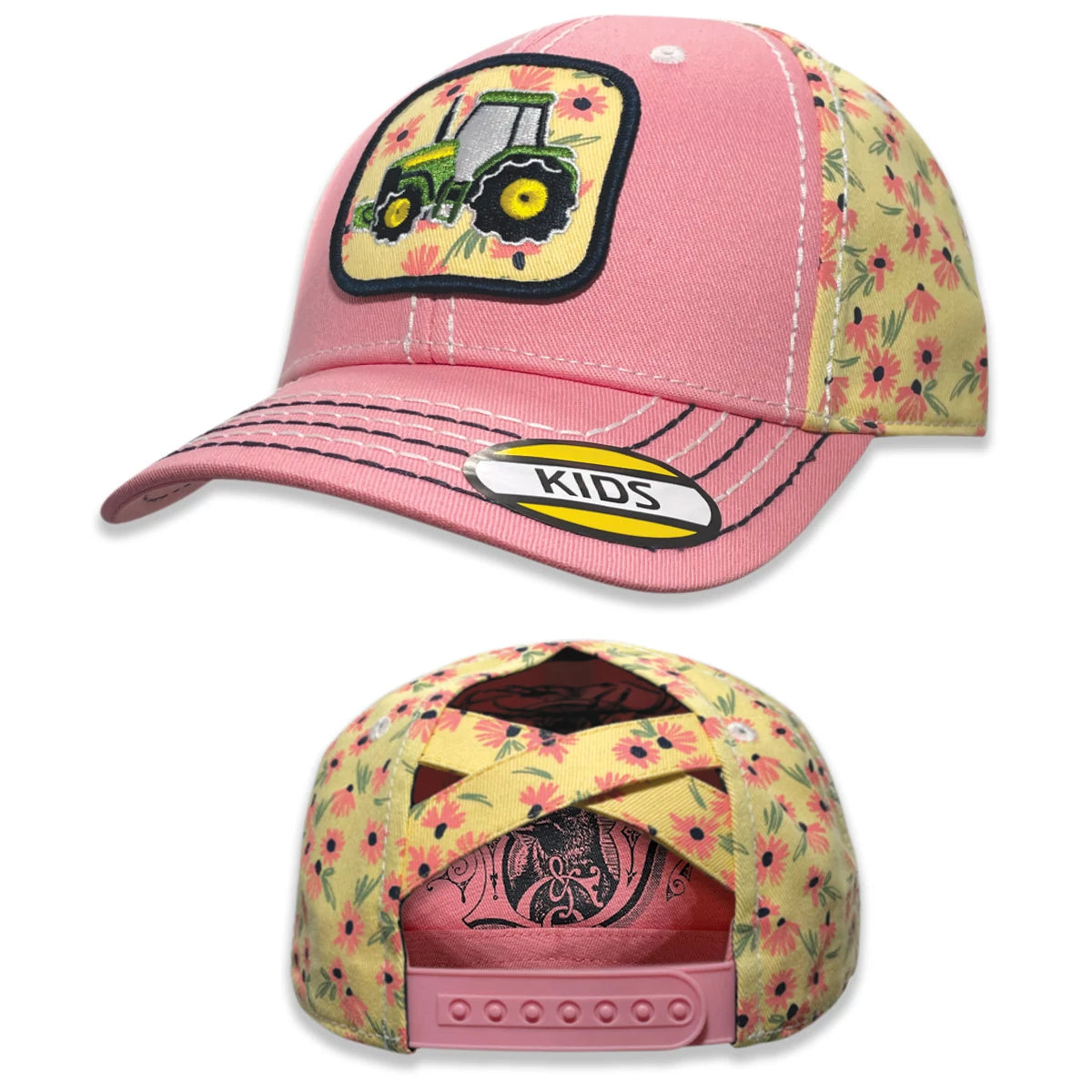 John Deere Girl's Tractor Patch Ponytail Cap - Pink