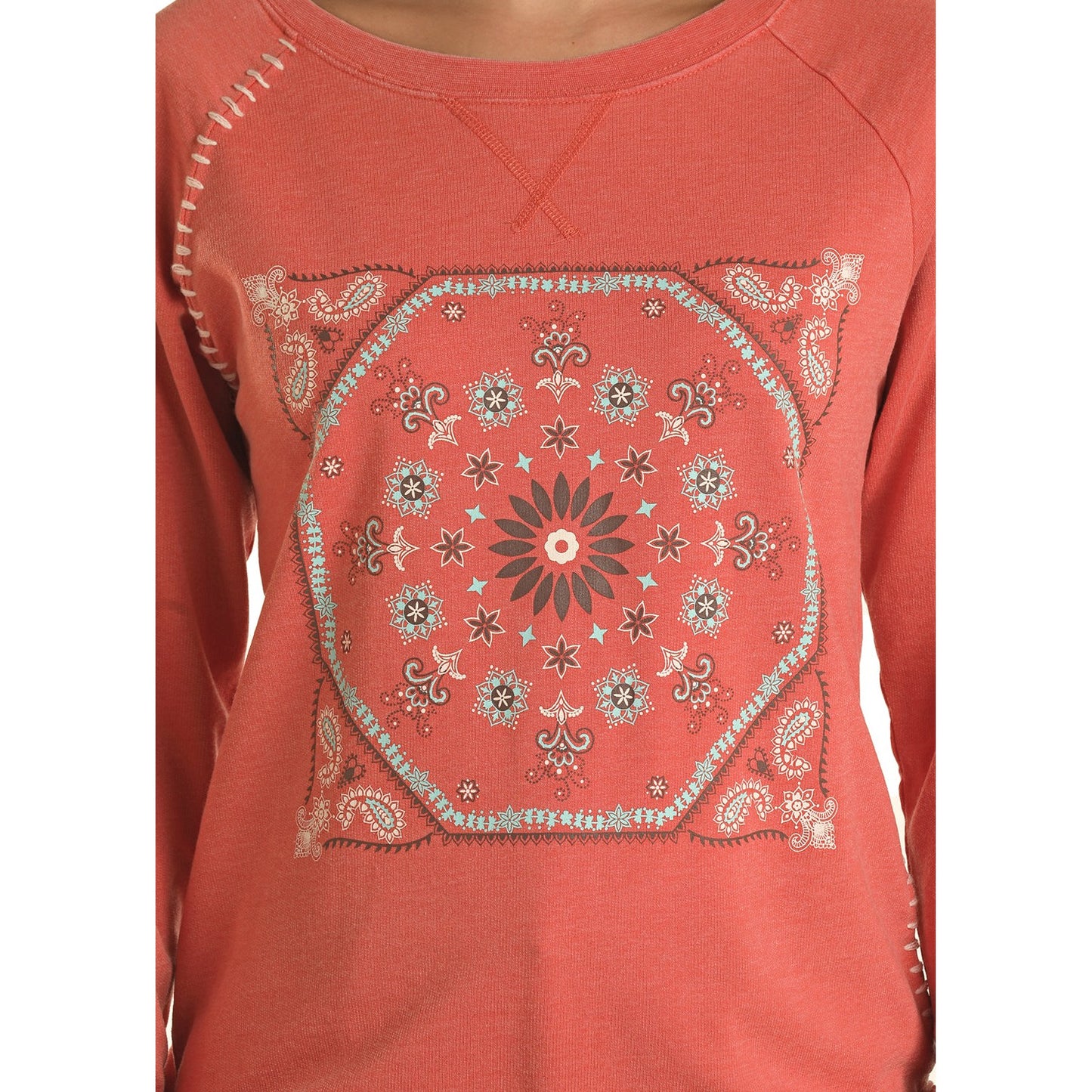 Panhandle White Label Women's Bandana Graphic Sweatshirt - Coral - Irvine Tack & Western Wear