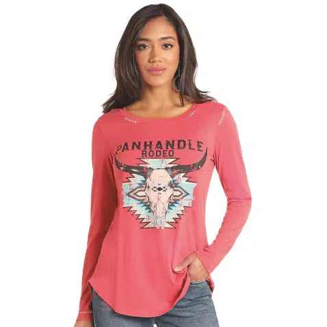 Panhandle Women's Long Sleeve Shirt With Graphic - Pink