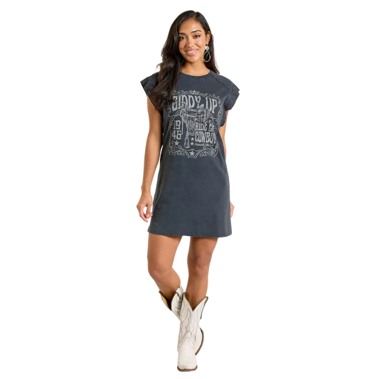 Panhandle Women's Sleeveless Studded Cap Dress- Black