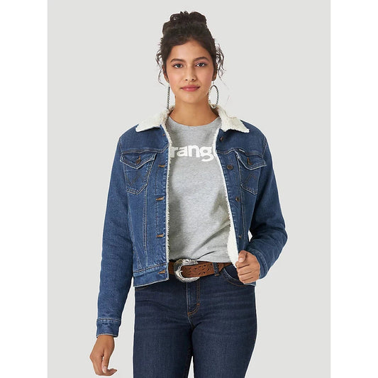 Wrangler Women's Retro Sherpa Lined Western Denim Jacket - Denim
