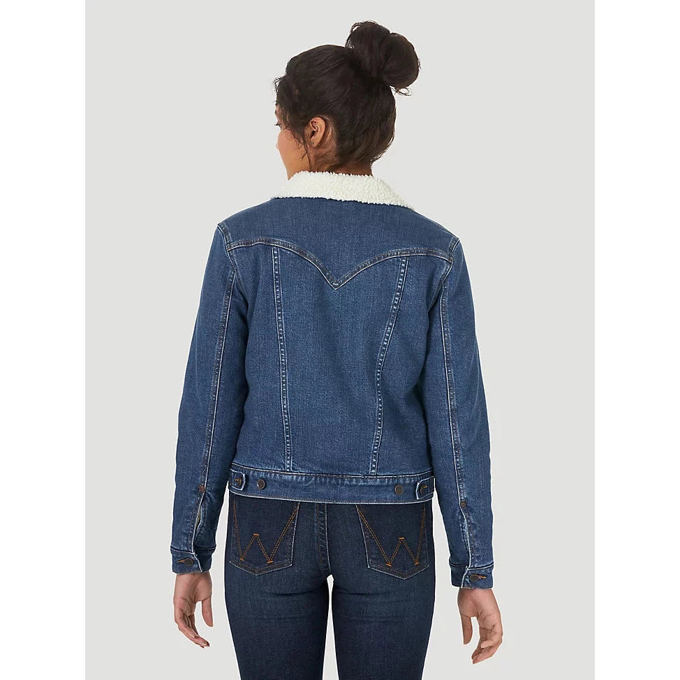 Wrangler Women's Retro Sherpa Lined Western Denim Jacket - Denim