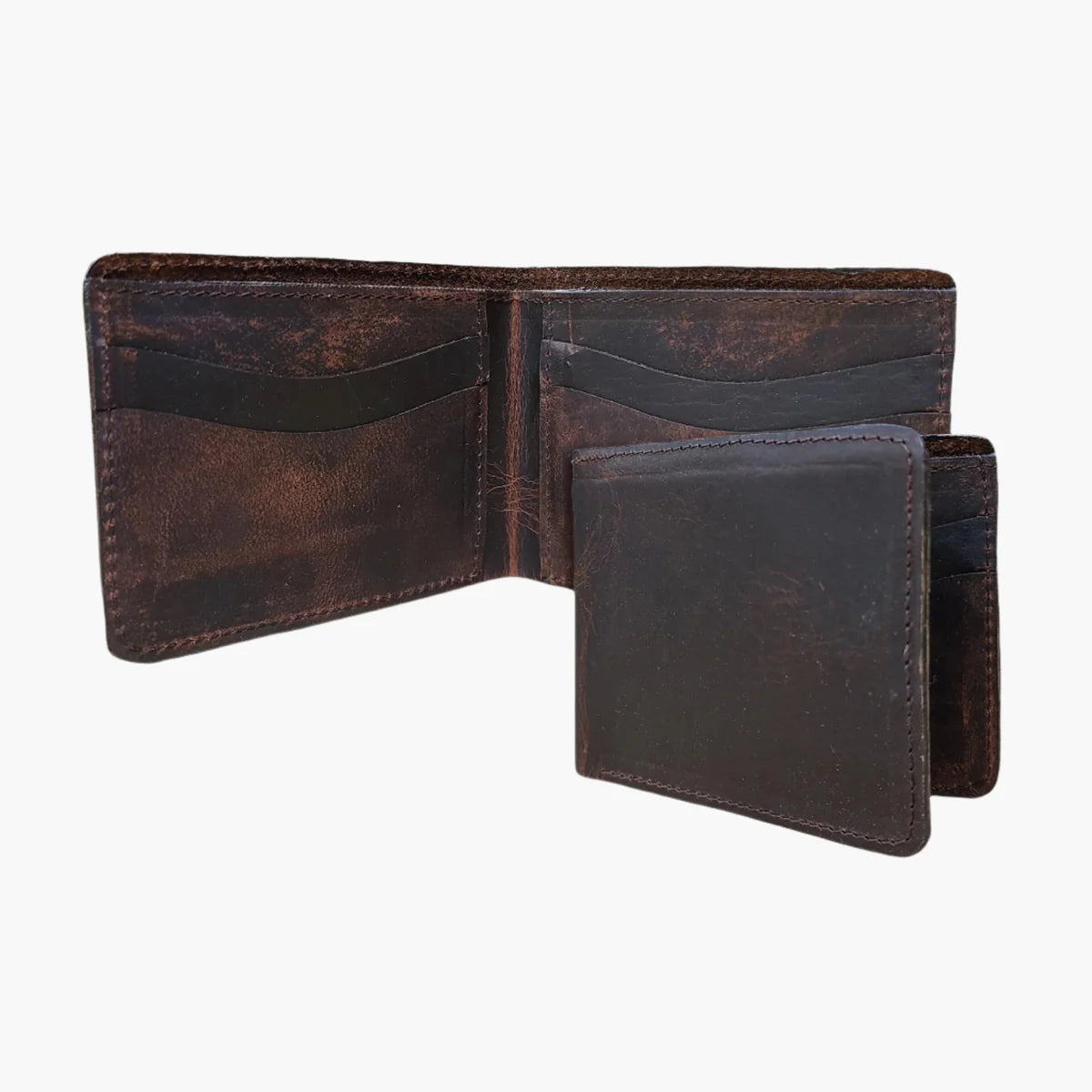 Vintage Bison Large Bi-Fold Wallet-Mocha