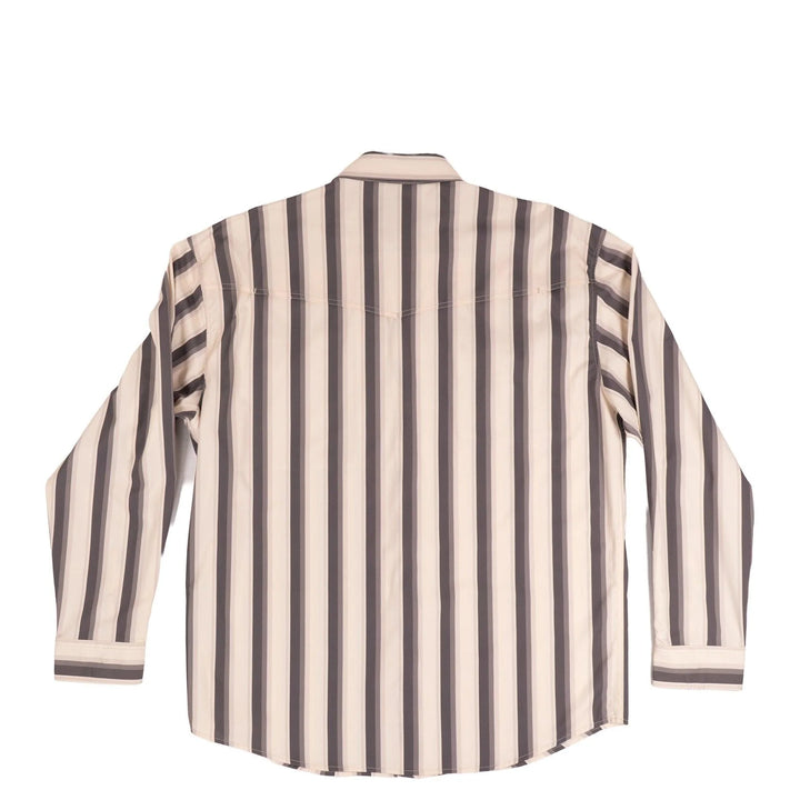 Lazy J Long Sleeve Performance Pearl Snap - Grey Stripe