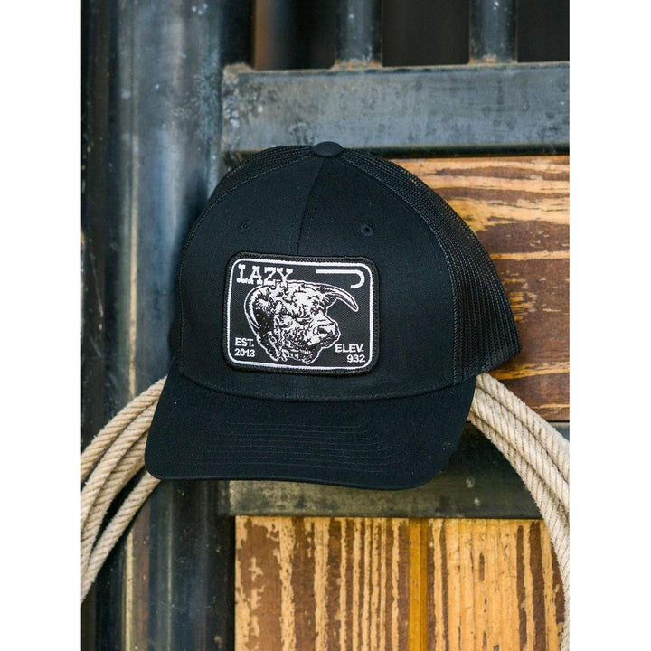 Lazy J Ranch Black Elevation Mid Profile Trucker Hat