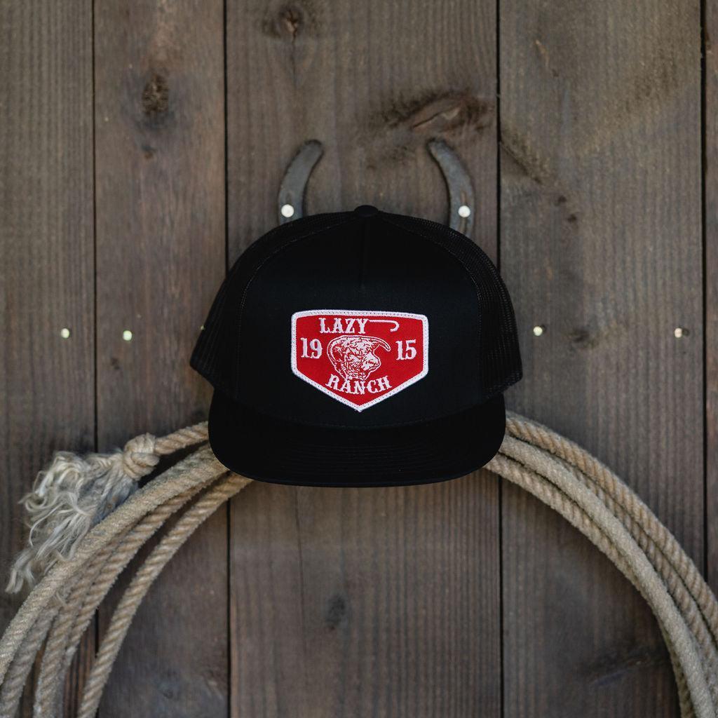 Lazy J Ranch Black Red Ranch Classic Five Panel Trucker Hat