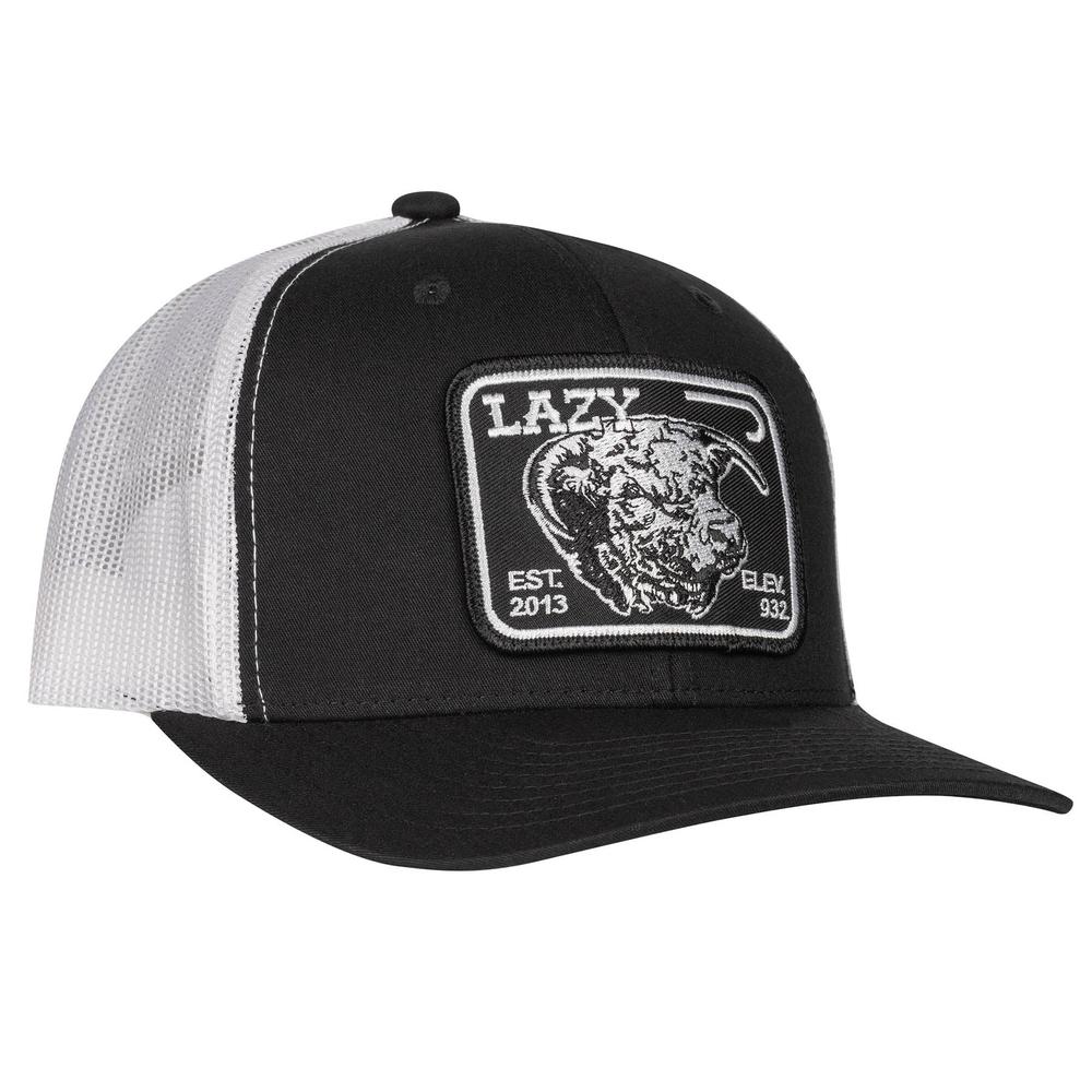Lazy J Ranch Elevation Mid Profile Trucker Hat- Black/White