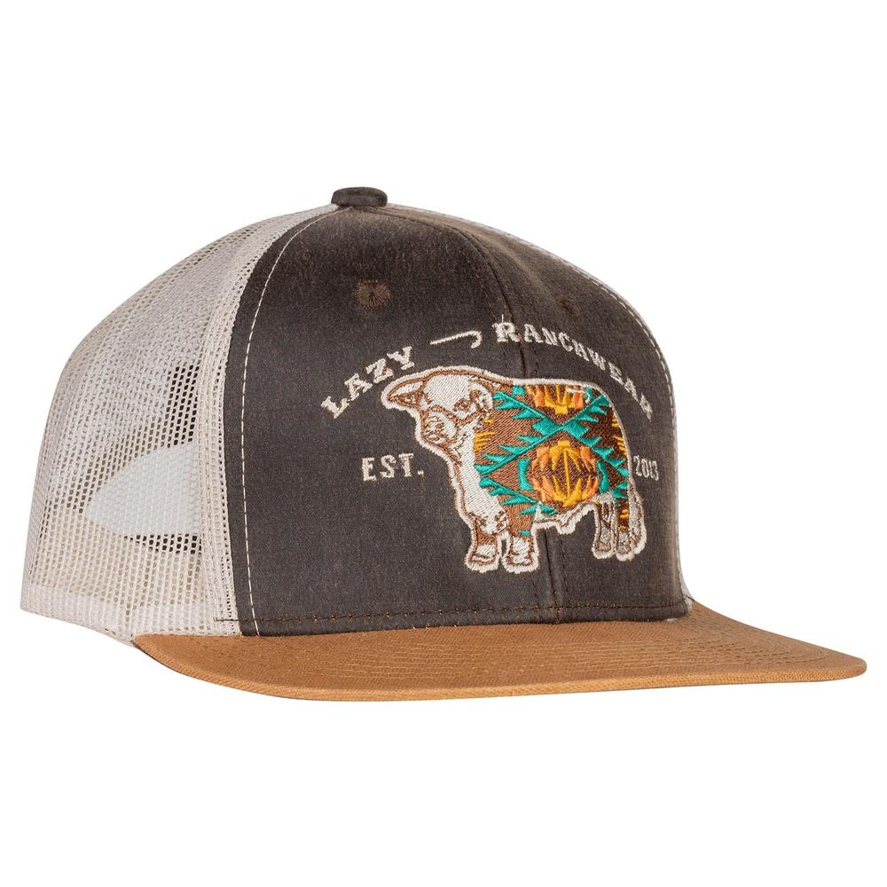 Lazy J Ranch Apache Hereford Bull MId Profile Trucker Cap- Brown/Tan
