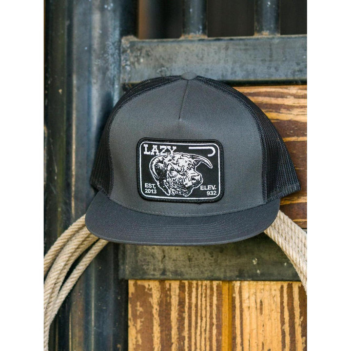 Lazy J Ranch Charcoal Grey Black Elevation Hereford Classic Five Panel Trucker Hat
