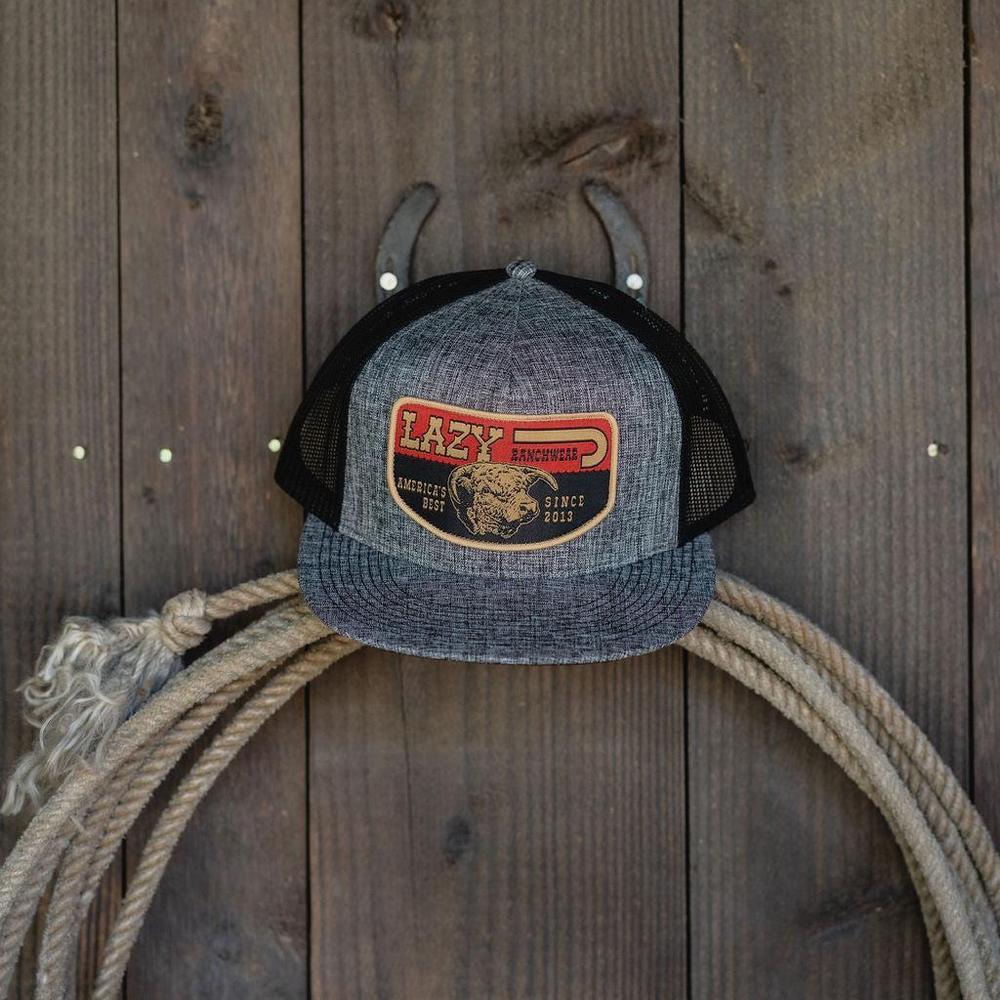 Lazy J Ranch Heather Grey & Black America's Best Banner Classic Five Panel Trucker Hat