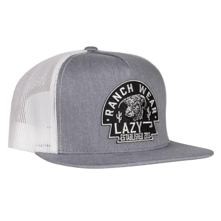 Lazy J Ranch Heather Grey &amp; White Black Arrowhead Classic Five Panel Trucker Hat