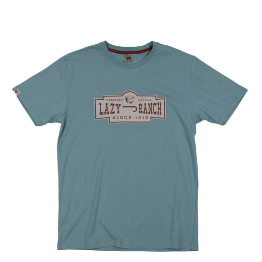 Lazy J Men's Short Sleeve Hereford Cattle Tee Shirt- Turquoise