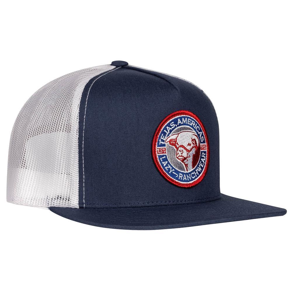 Lazy J Ranch Navy & White Tejas Classic Five Panel Trucker Hat