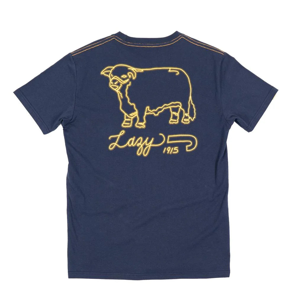 Lazy J Men's Short Sleeve Neon Jughead Tee Shirt- Navy - Irvine Tack & Western Wear