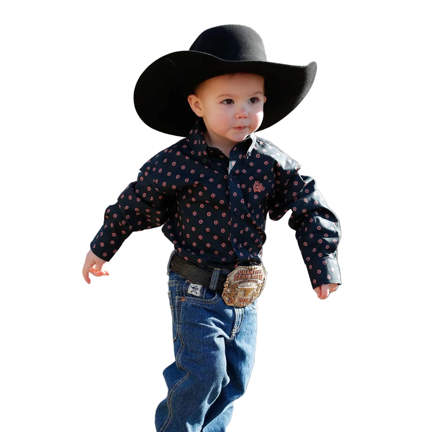 Cinch Little Boy's Long Sleeve Print Shirt - Navy
