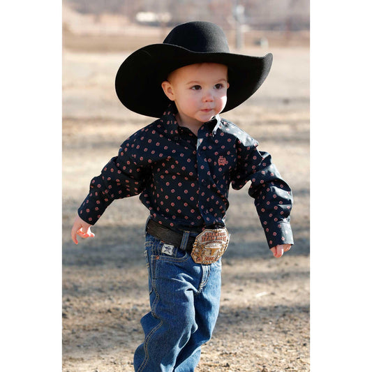 Cinch Little Boy's Long Sleeve Print Shirt - Navy