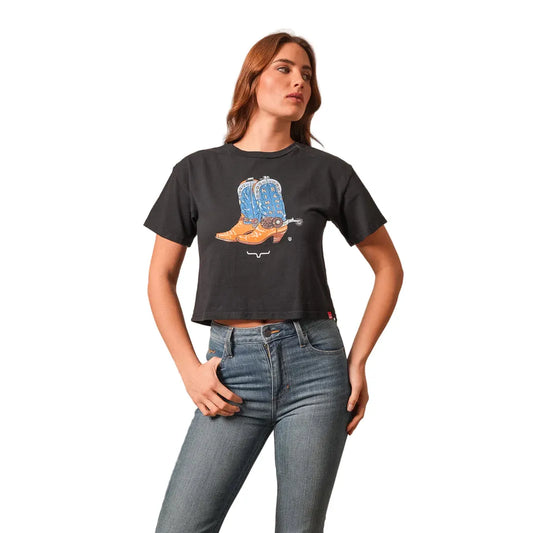 Kimes Women's Lucky B Boots for Walkin Tee Shirt - Multiple Colours