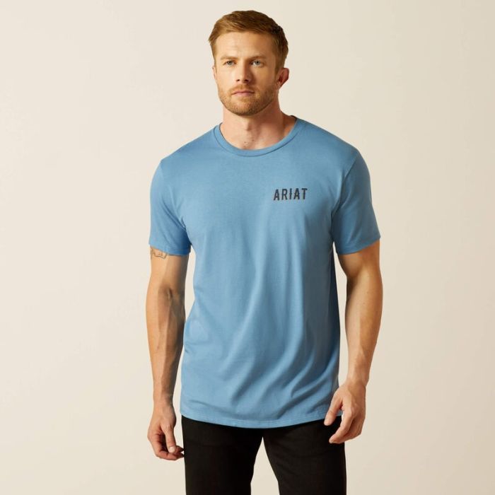 Ariat Men's Short Sleeve Blazing Saddle Tee Shirt - Coronet Blue