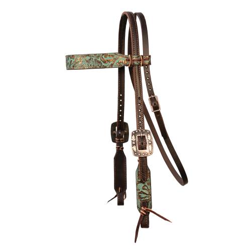 Professional's Choice 5/8" Tapered Copper Emerald Browband Headstall