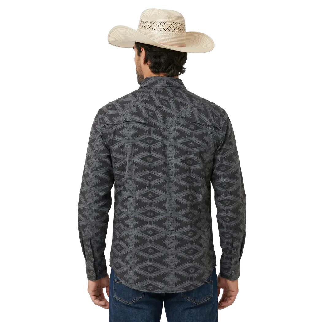 Rock & Roll Men's Koe Wetzel X Tek Western Aztec Long Sleeve Shirt - Charcoal